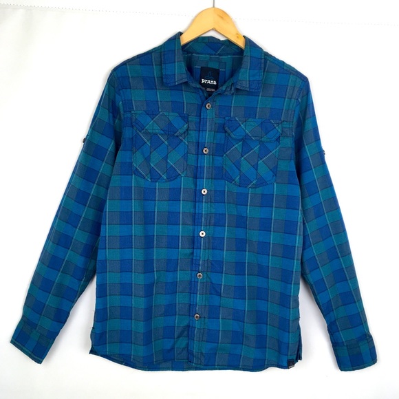 Prana Other - PrAna Breathe Button Up Shirt Blue Plaid